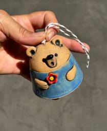 Handmade Ceramic Animal Bell Christmas Tree Ornament