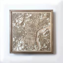 Philadelphia Wooden Map - Laser Cut City Streets, Framed Wall Art - thumbnail 1