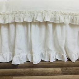 Natural Linen Bedskirt With Country Ruffle Hem, Bed Ruffles, Dust Skirts, Shabby Chic Bedding, 15-24 Drop Or Custom Size - thumbnail 4
