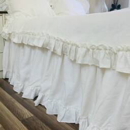 Natural Linen Bedskirt With Country Ruffle Hem, Bed Ruffles, Dust Skirts, Shabby Chic Bedding, 15-24 Drop Or Custom Size - thumbnail 2