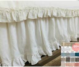 Natural Linen Bedskirt With Country Ruffle Hem, Bed Ruffles, Dust Skirts, Shabby Chic Bedding, 15-24 Drop Or Custom Size