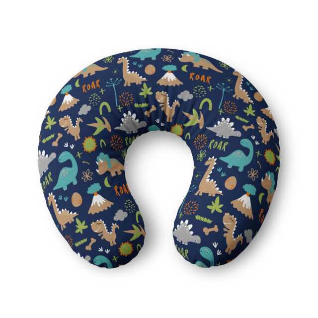 Dinosaur Pattern Nursing Pillow Cover - Navy Dino Roar Baby - image 1