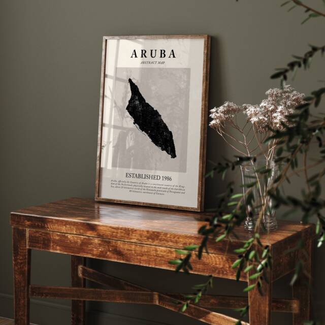 Aruba Map Vintage Abstract Wall Art Print Picasso + Matisse Inspired Travel Poster - image 1