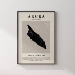 Aruba Map Vintage Abstract Wall Art Print Picasso + Matisse Inspired Travel Poster - thumbnail 2