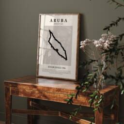 Aruba Map Vintage Abstract Wall Art Print Picasso + Matisse Inspired Travel Poster - thumbnail 3