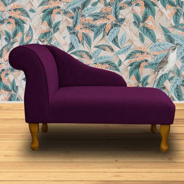 Handmade Plush Plum Purple Mini Chaise Longue Small Sofa Daybed - image 1