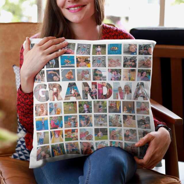 Grandma Photo Pillow Family Keepsake Memory Cushion Velvet Design Picture Gift Grandmother Birthday Special Present Personalised Item - image 1