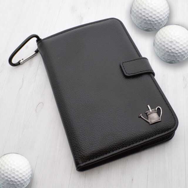 Pewter Watering Can Design - Personalised Leatherette Golf Organiser Complete With Divot Repairer, Marker, Tees, Scorecard & Pencils - image 1