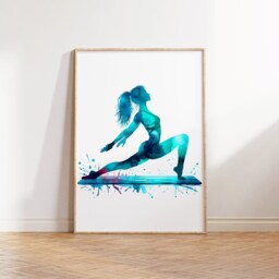 Pilates Studio Print - Set Of 3 Wall Art - Blue Watercolor Painting Artwork Picture Home Gifts Yoga Poster - thumbnail 3