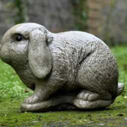 Concrete Rabbit Garden Statue Bunny Sculpture Rustic Figurine Garden Bunny Outdoor Ornament - thumbnail 3