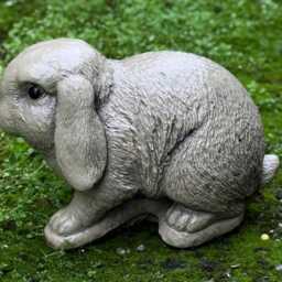 Concrete Rabbit Garden Statue Bunny Sculpture Rustic Figurine Garden Bunny Outdoor Ornament - thumbnail 4