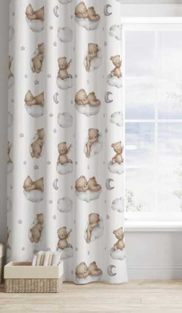 Bears On Cloud, One Panel, Width-117cm, Length-137cm, Curtain, Sale, Blackout Or Non Blackout, Eyelet, Bear Curtains, Home Decor - image 1