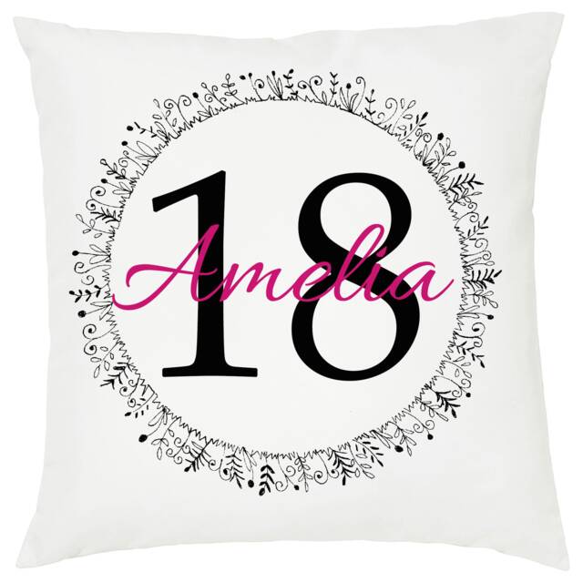 Personalized 18Th Birthday Cushion Floral Name Gift - image 1