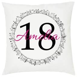 Personalized 18Th Birthday Cushion Floral Name Gift - thumbnail 1