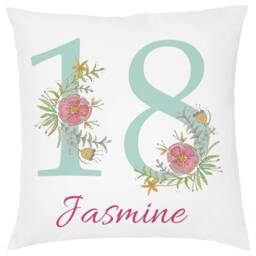 Personalized 18Th Birthday Cushion Floral Name Gift - thumbnail 2