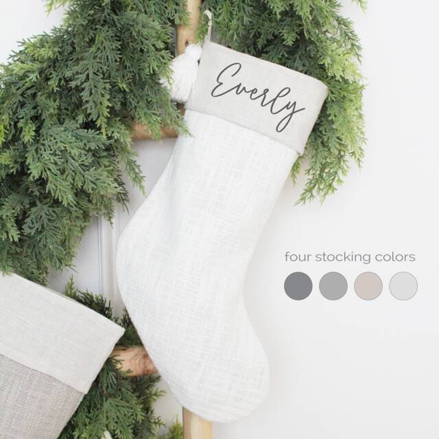 Personalized Christmas Stocking - Customized Name Children Stockings Farmhouse Monogram Family - image 1