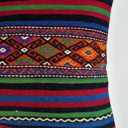 Kilim Cushion Cover, Handmade Multicolour Turkish Cushion, Pillow, Decorative Throw Navajo 24''x24''/59x59 cm - thumbnail 2