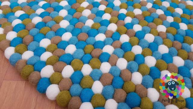 Felt Ball Rug Handmade Wool Play Mat, Nursery Decor - 20-250 cm - image 1