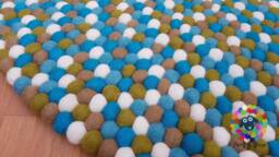 Felt Ball Rug Handmade Wool Play Mat, Nursery Decor - 20-250 cm - thumbnail 1