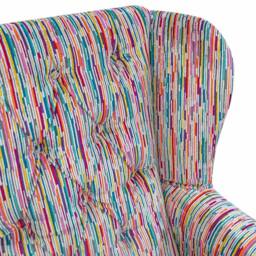 Rainbow Stripe Wingback Armchair Handmade Fireside Accent Chair - thumbnail 3