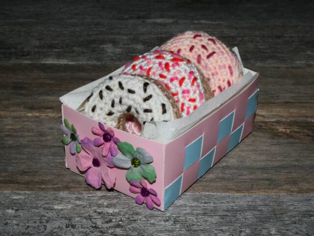 Crochet Donut - Box Set Of 3 Tea Party Food Pretend Play - image 1