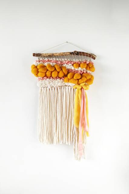 Yellow Woven Wall Hanging Boho Nursery Tapestry Decor - image 1