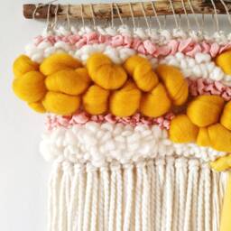 Yellow Woven Wall Hanging Boho Nursery Tapestry Decor - thumbnail 3