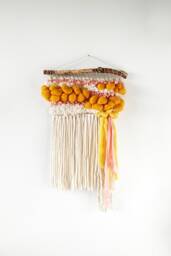 Yellow Woven Wall Hanging Boho Nursery Tapestry Decor - thumbnail 1