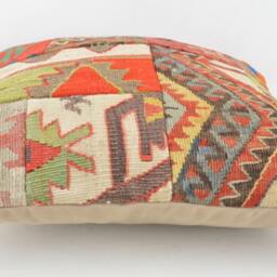 Kilim Pillow Patchwork Wool , Front Side Patchwork Unico, 40x40 cm .16x16Inc , Kilim Cover, Home D??cor , Throw Decorative - thumbnail 3