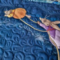 Father Christmas Quilted Wall Hanging Embroidered Textile Art - 18x18 - thumbnail 2