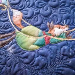 Father Christmas Quilted Wall Hanging Embroidered Textile Art - 18x18 - thumbnail 3