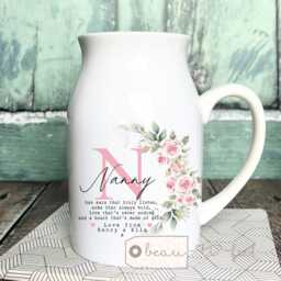 Personalised Mum Gift Nana Nanna Grandma Auntie Gran Granny Home Wildflower Floral Ceramic Small Vase Jug Mug Birthday Gift Mother's Day - thumbnail 2