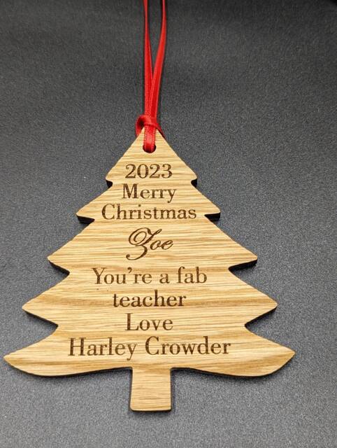 Personalised Wooden Christmas Tree Decorations. Ideal Teacher Gift - image 1