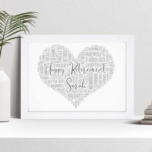 Personalised Retirement Word Art Print, Custom Wall Framed Picture Nl - image 1