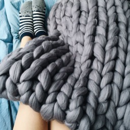 Chunky Knit Blanket, Throw, Hand Super Blanke - thumbnail 3