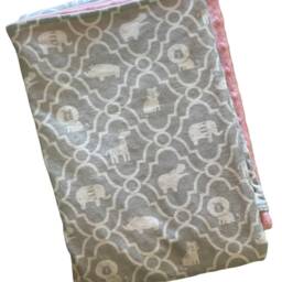 Safari Baby Stroller Blanket - 100% Cotton Flannel, Pastel Pink Minky, Newborn Gift - thumbnail 2