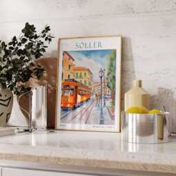 Soller Travel Print, Poster, Mallorca Wall Art, Spanish Decor, Village Landscape Gift - thumbnail 2