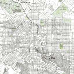 Baltimore Map Hand-Drawn 1887 Street Maryland City Drawing - Art Print Custom Heart Wedding Anniversary Moving Realtor Gift - thumbnail 2