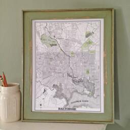 Baltimore Map Hand-Drawn 1887 Street Maryland City Drawing - Art Print Custom Heart Wedding Anniversary Moving Realtor Gift - thumbnail 3
