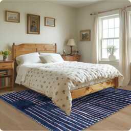 Authentic Navy Blue Moroccan Rug, Shag Custom Made Carpet, Large Area Berber Rug - thumbnail 3