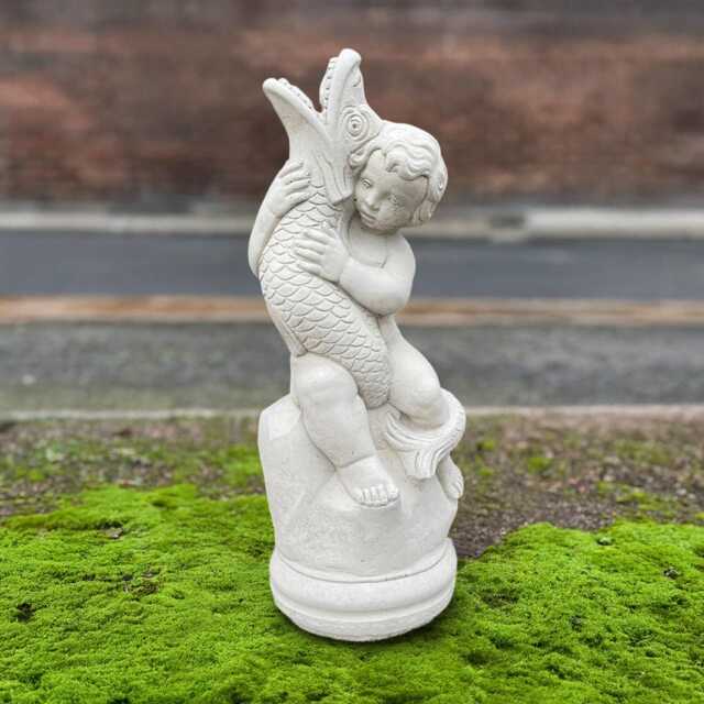 Boy With Snake Statue Stone Child Sculpture Concrete Figurine Handmade Patio Decoration Outdoor Ornament Kids Art Gift - image 1