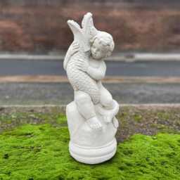 Boy With Snake Statue Stone Child Sculpture Concrete Figurine Handmade Patio Decoration Outdoor Ornament Kids Art Gift - thumbnail 1