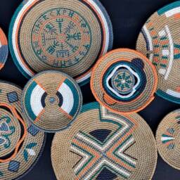 Handmade Jute Wall Basket Set Boho African Decor - thumbnail 2