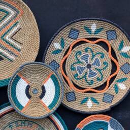 Handmade Jute Wall Basket Set Boho African Decor - thumbnail 3