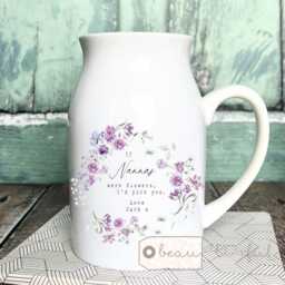 Personalised If ... Were Flowers I'd We'd Pick You Mum Nanna Grandma Home Wildflower Lavender Floral Ceramic Small Vase Jug Mug Birthday Gift - thumbnail 1