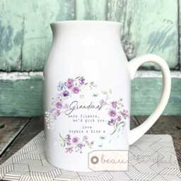 Personalised If ... Were Flowers I'd We'd Pick You Mum Nanna Grandma Home Wildflower Lavender Floral Ceramic Small Vase Jug Mug Birthday Gift - thumbnail 2