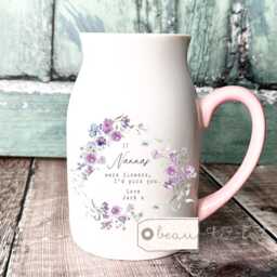 Personalised If ... Were Flowers I'd We'd Pick You Mum Nanna Grandma Home Wildflower Lavender Floral Ceramic Small Vase Jug Mug Birthday Gift - thumbnail 3