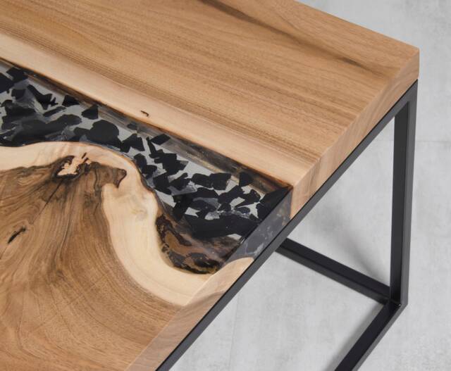 Live Edge Coffee Table, Epoxy Resin Table, Walnut Live Edge River Coffee Table - image 1