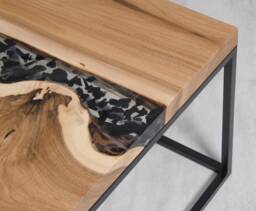 Live Edge Coffee Table, Epoxy Resin Table, Walnut Live Edge River Coffee Table - thumbnail 1