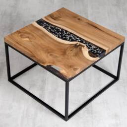 Live Edge Coffee Table, Epoxy Resin Table, Walnut Live Edge River Coffee Table - thumbnail 3